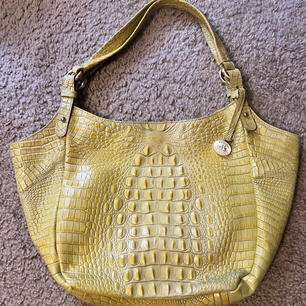 Brahmin Jacqueline Croc Melbourne Bag Lime Green